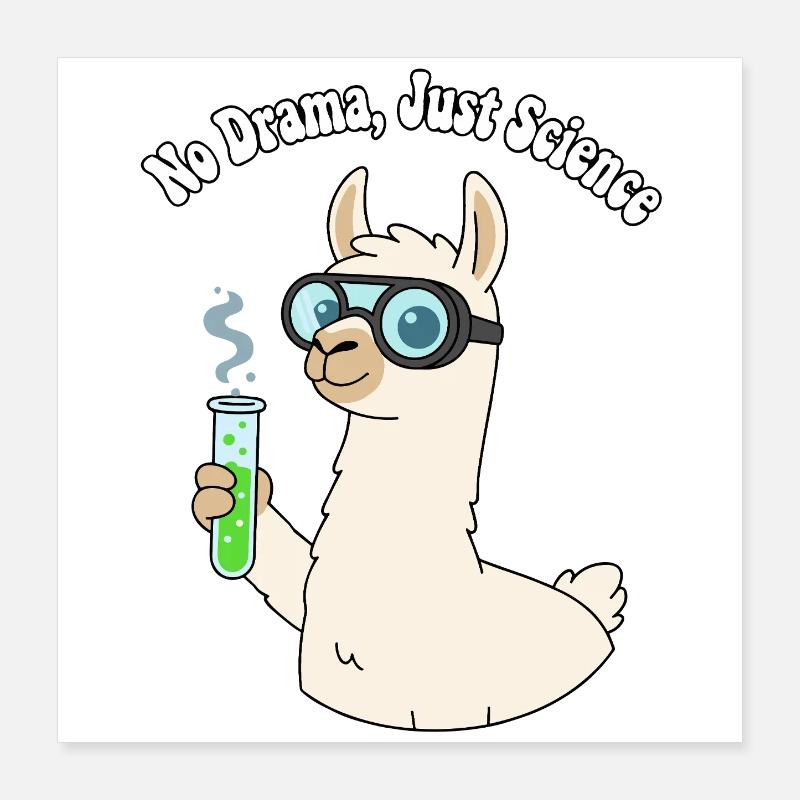 Lama Researcher : Pas de drames, science Poster 40 x 40 cm
