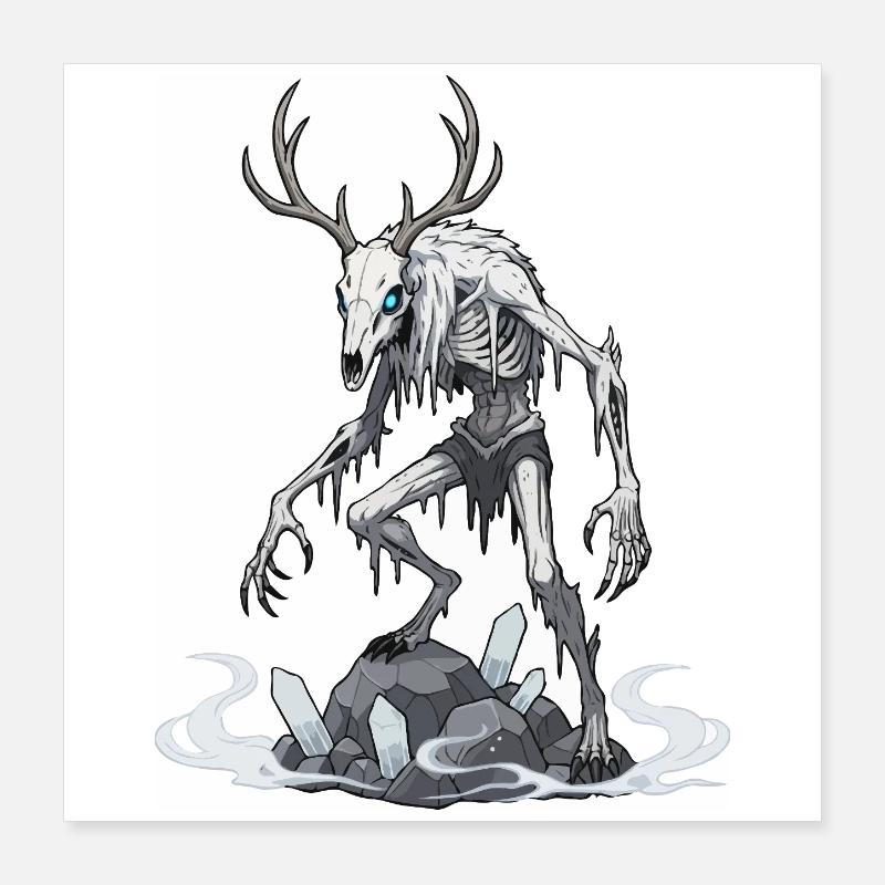 Wendigo Eisgeist Hirsch Skelett Poster 40x40 cm