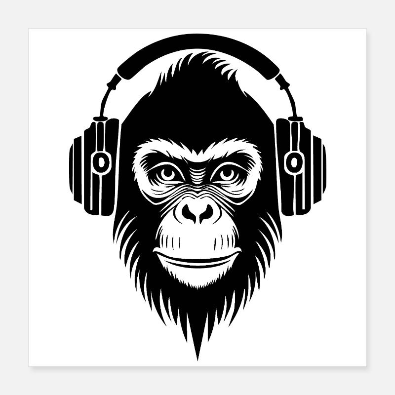 Singe de dessin animé confiant avec casque Chemise Poster 40 x 40 cm