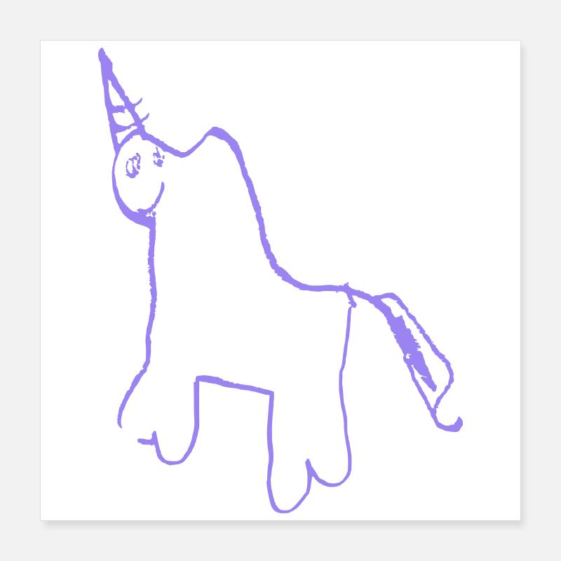 Licorne minimaliste Lineart Poster 40 x 40 cm