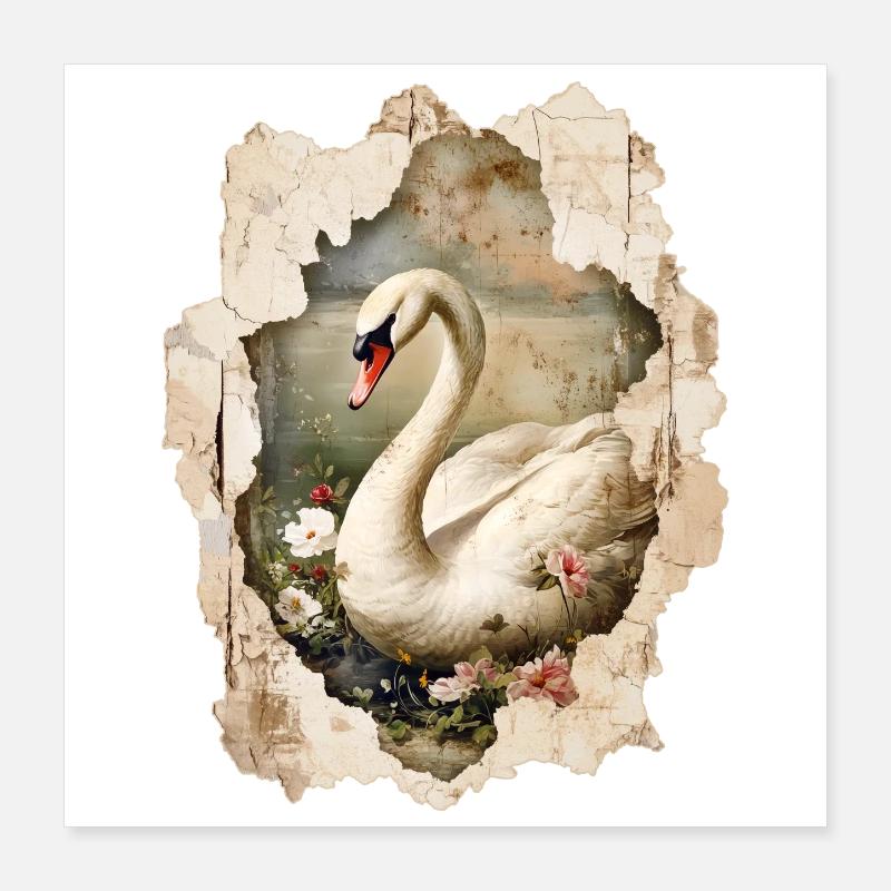 Schwan Poster 40x40 cm