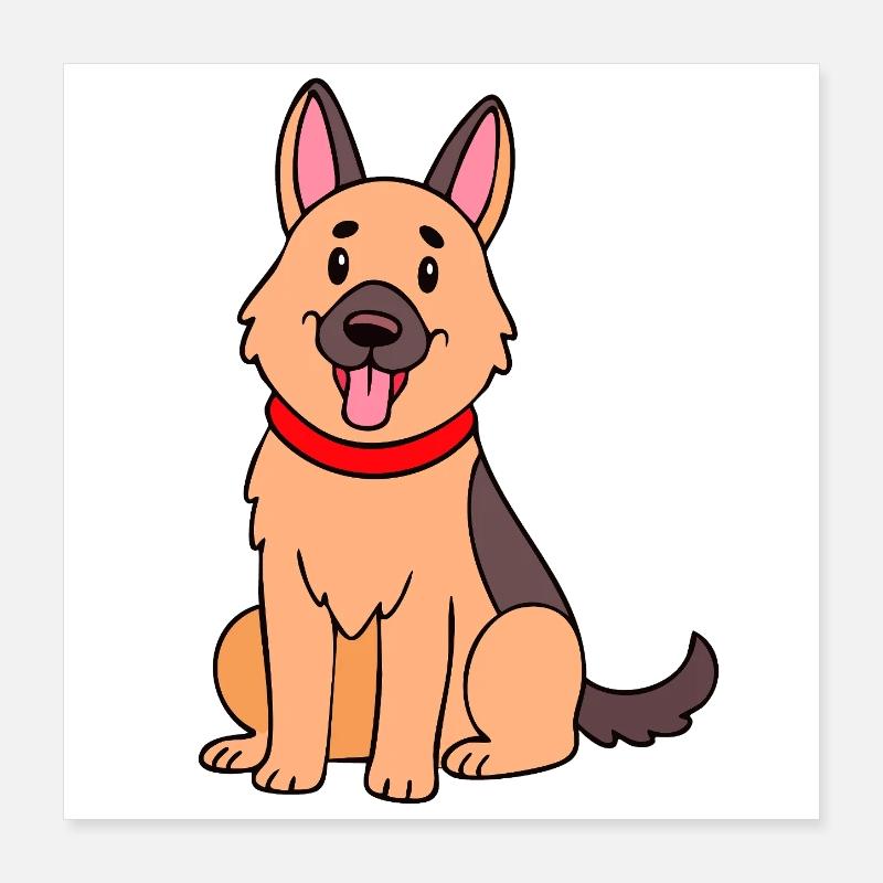 Niedlicher Schäferhund (Comic) Poster 40x40 cm