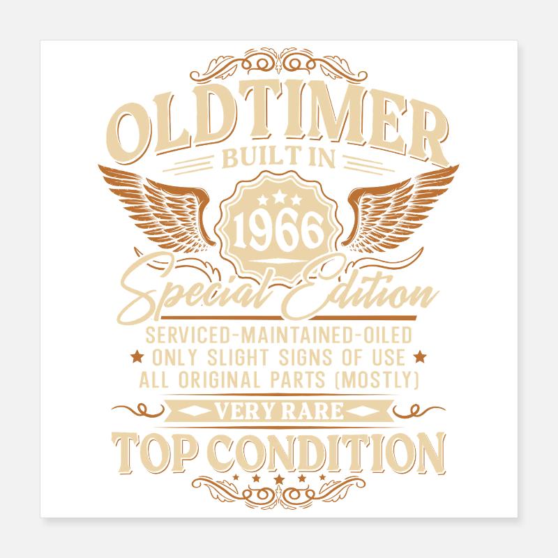 Cadeau d’anniversaire vintage 1966 Poster 40 x 40 cm