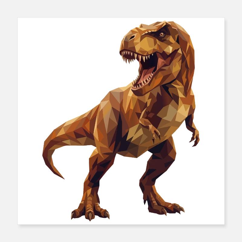 Geometrische T-Rex-Dinosaurier-Low-Poly-Erdtöne Poster 40x40 cm