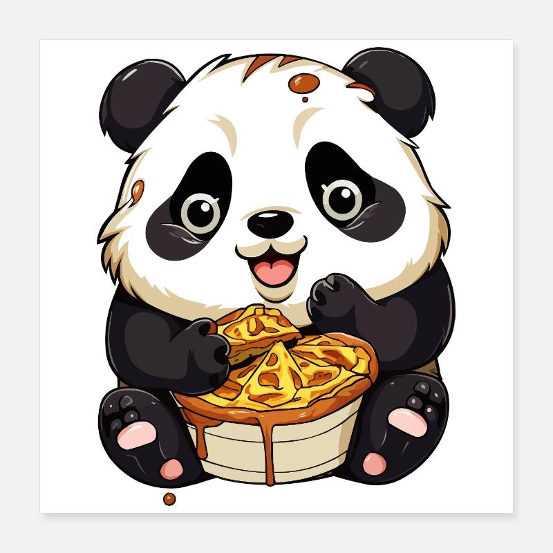 Kuschelpanda mit Waffel Poster 40x40 cm