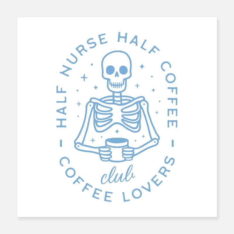 Halb Krankenschwester, halb Kaffee, lustiges Pflegeleben Poster 40x40 cm