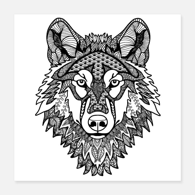 Mandala Wolf Poster 40x40 cm