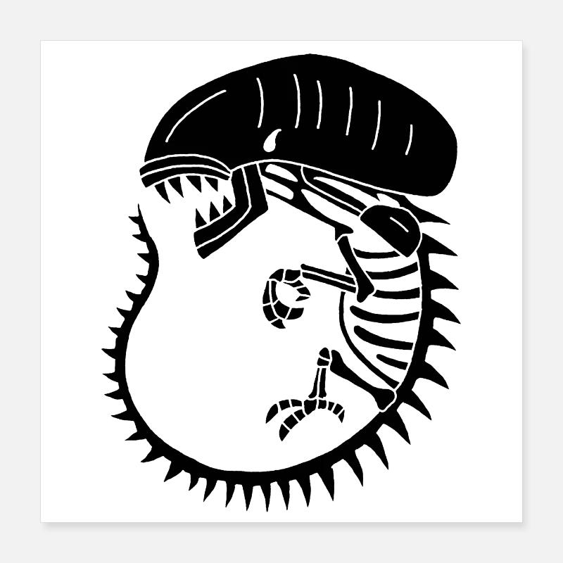 Black alien monster skeleton Poster 16" x 16" (40x40 cm)