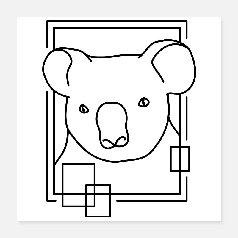 Koala en forme géométrique - Conception d’art au trait Poster 40 x 40 cm