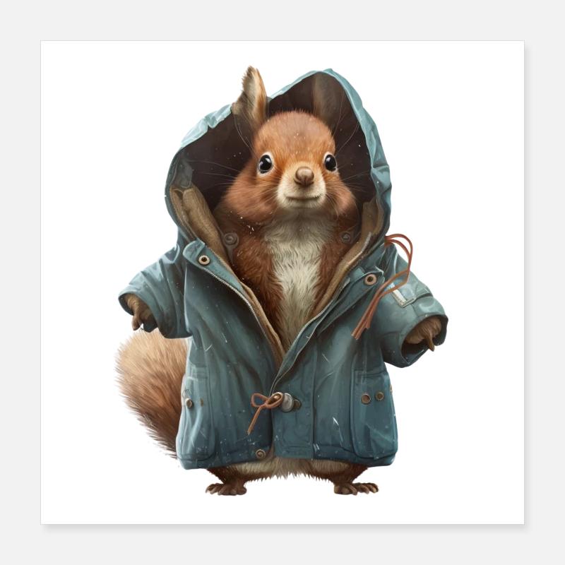 Design with a squirrel wearing a jacket Poster 16" x 16" (40x40 cm)