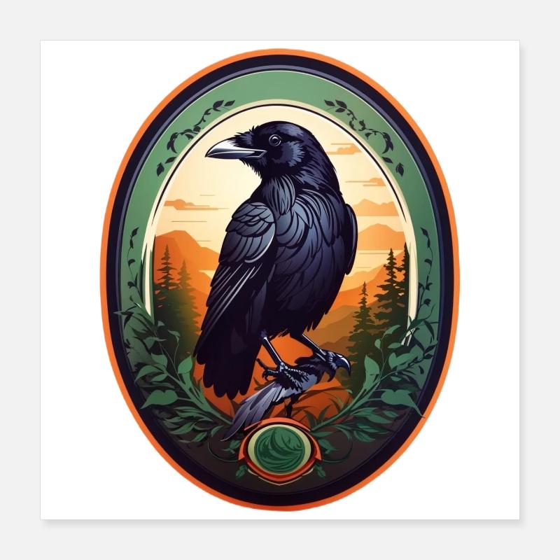Corbeau noir Poster 40 x 40 cm