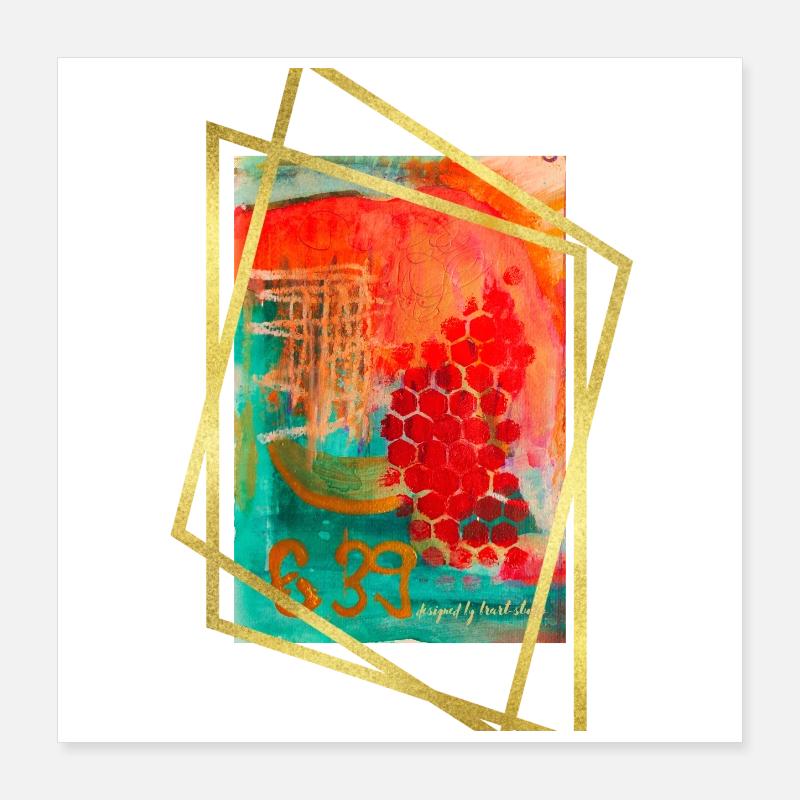 Abstrakte Verschmelzung mit lebendigen Sechsecken Poster 40x40 cm
