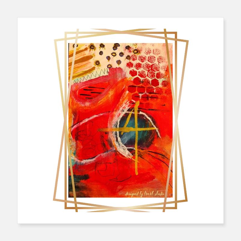 Abstraktion lebendiger geometrischer Formen Poster 40x40 cm