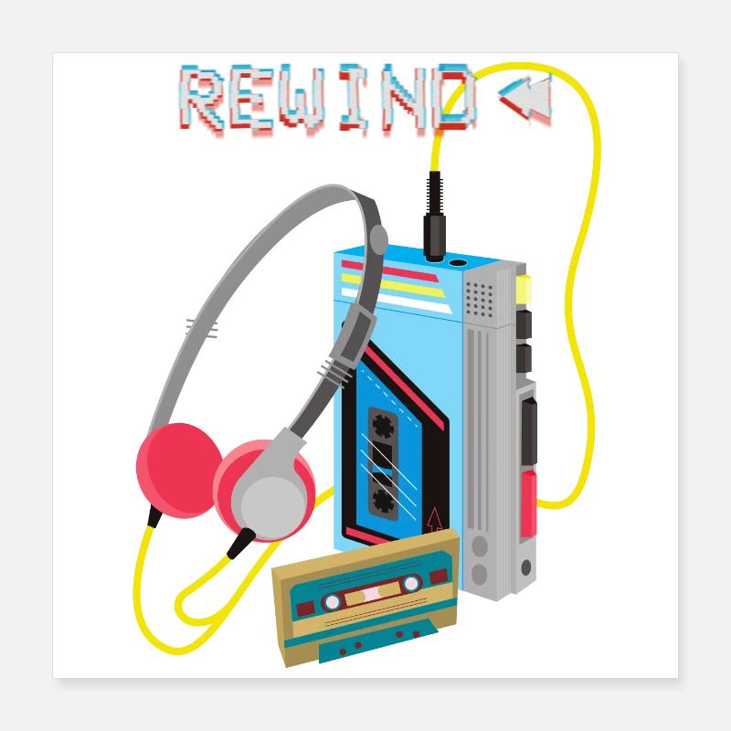 Conception de cassette de rembobinage de musique rétro Poster 40 x 40 cm