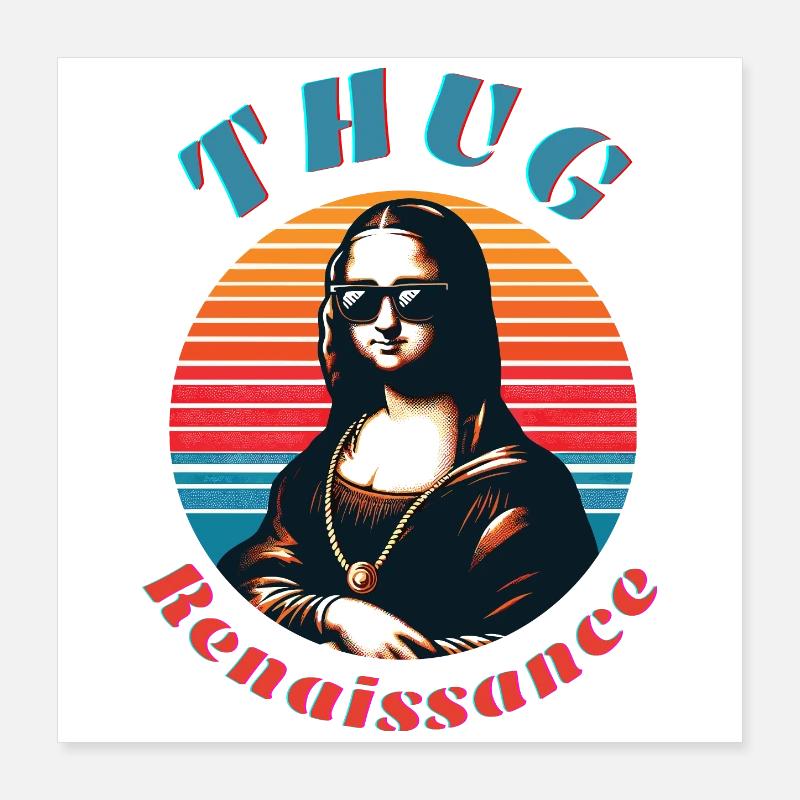 Mona hipster à l’ambiance rétro Poster 40 x 40 cm