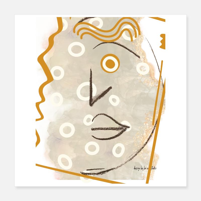 Abstract Portrait with Circles and Lines Poster 16" x 16" (40x40 cm)