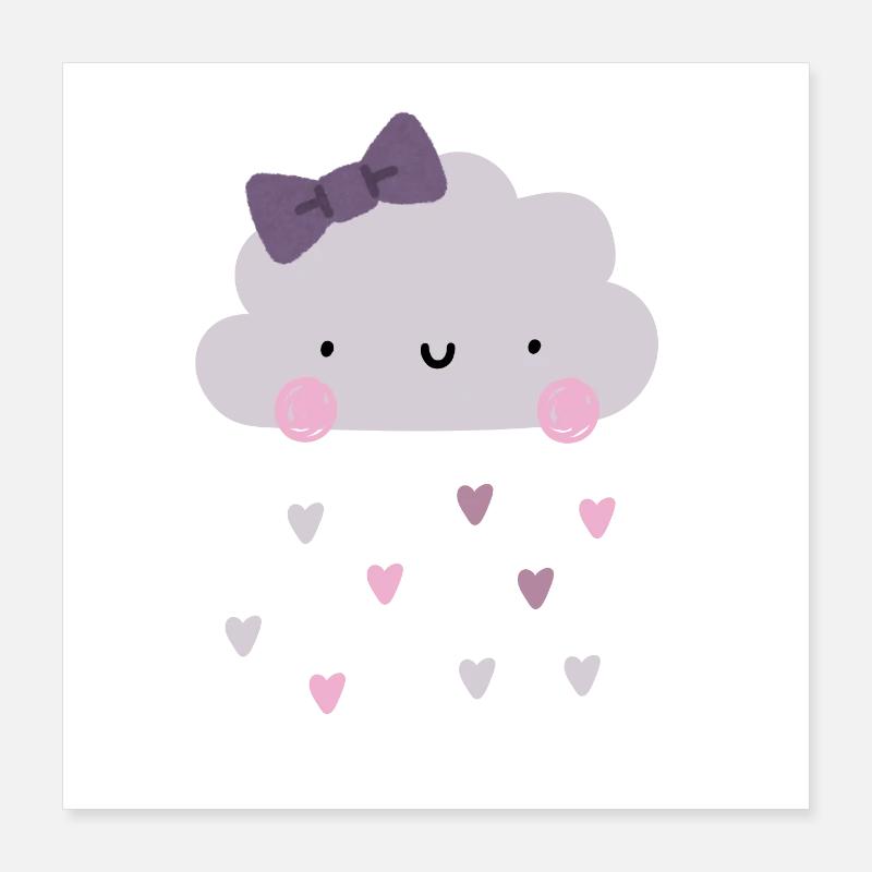 Love Cloud - Hearts - Rain Poster 16" x 16" (40x40 cm)