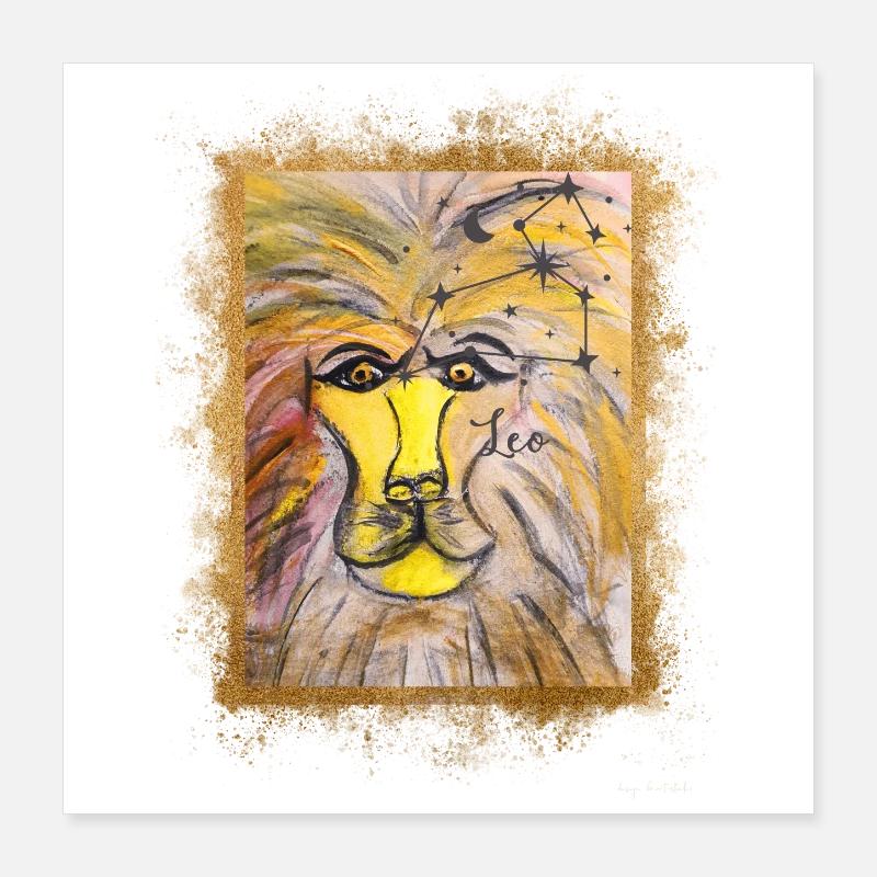 Löwe Sternzeichen Illustration Poster 40x40 cm