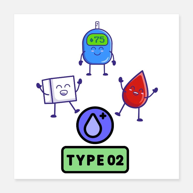 Sensibilisation au diabète de type 2 Poster 40 x 40 cm
