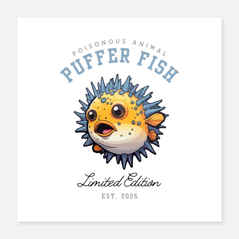 puffer fish with spines on its body inflating Poster 16" x 16" (40x40 cm)