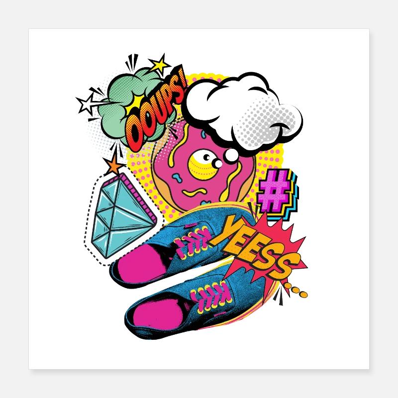 YEESS! - Colorful pop art & comic book explosion Poster 16" x 16" (40x40 cm)