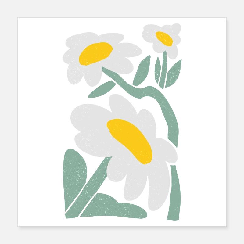 Verspielte Gänseblümchen Illustration Poster 40x40 cm