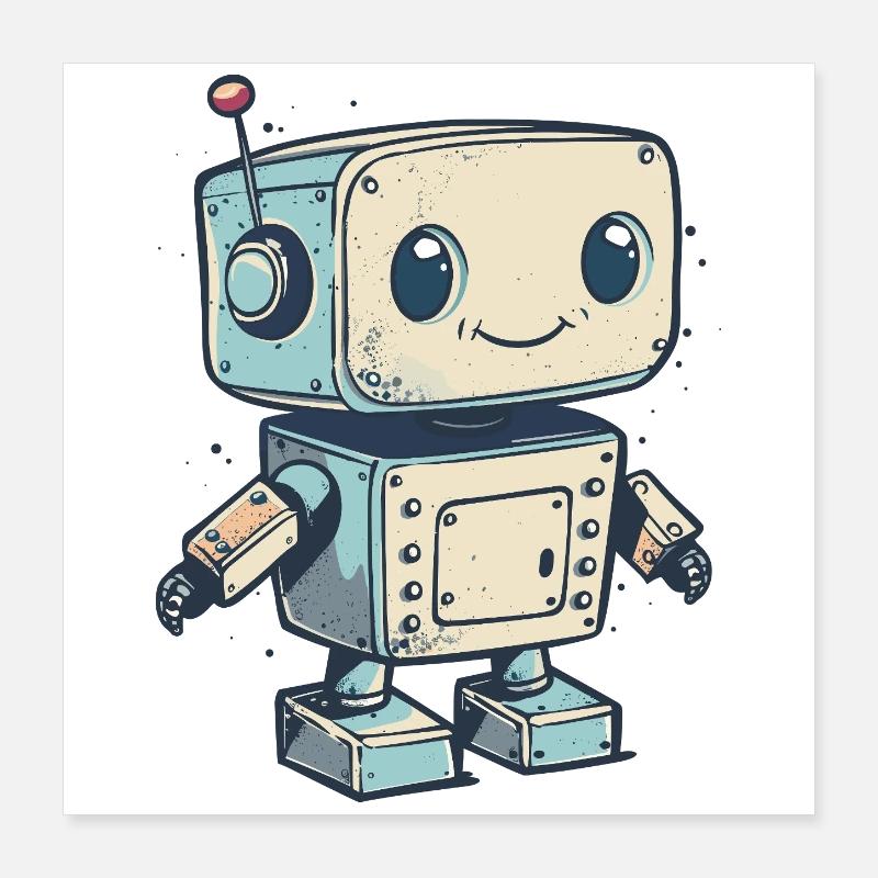Mignon Retro Robot Print Poster 40 x 40 cm