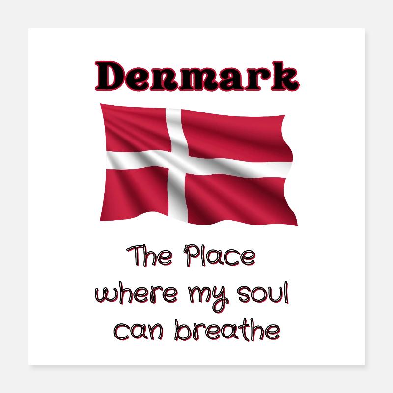 Drapeau du Danemark avec cœur et texte Poster 40 x 40 cm