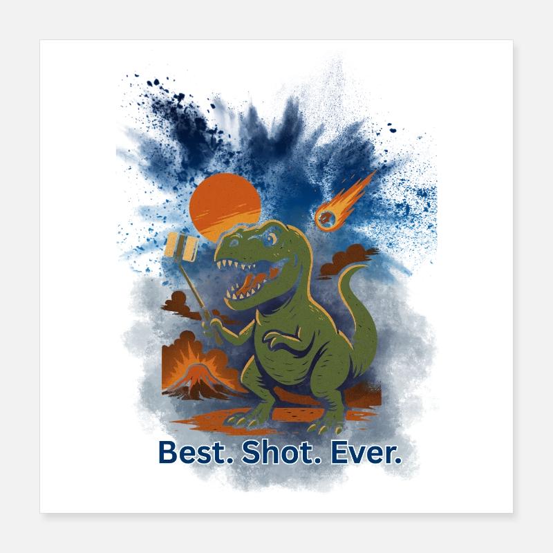 Dinosaur Meteorite Volcano Poster 16" x 16" (40x40 cm)
