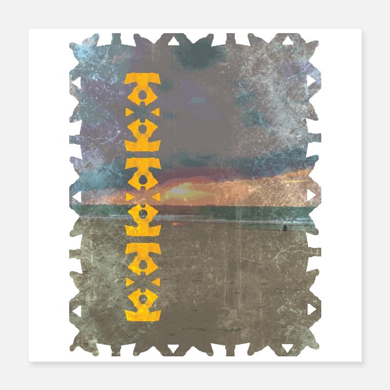 Yellow Totem Pattern on the Beach Poster 16" x 16" (40x40 cm)