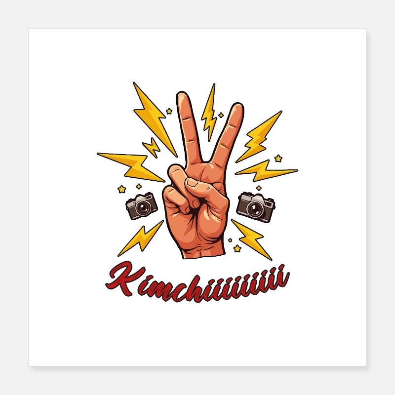 Sag Kimchiiiiii – Victory Hand Korea Fun Design Poster 40x40 cm