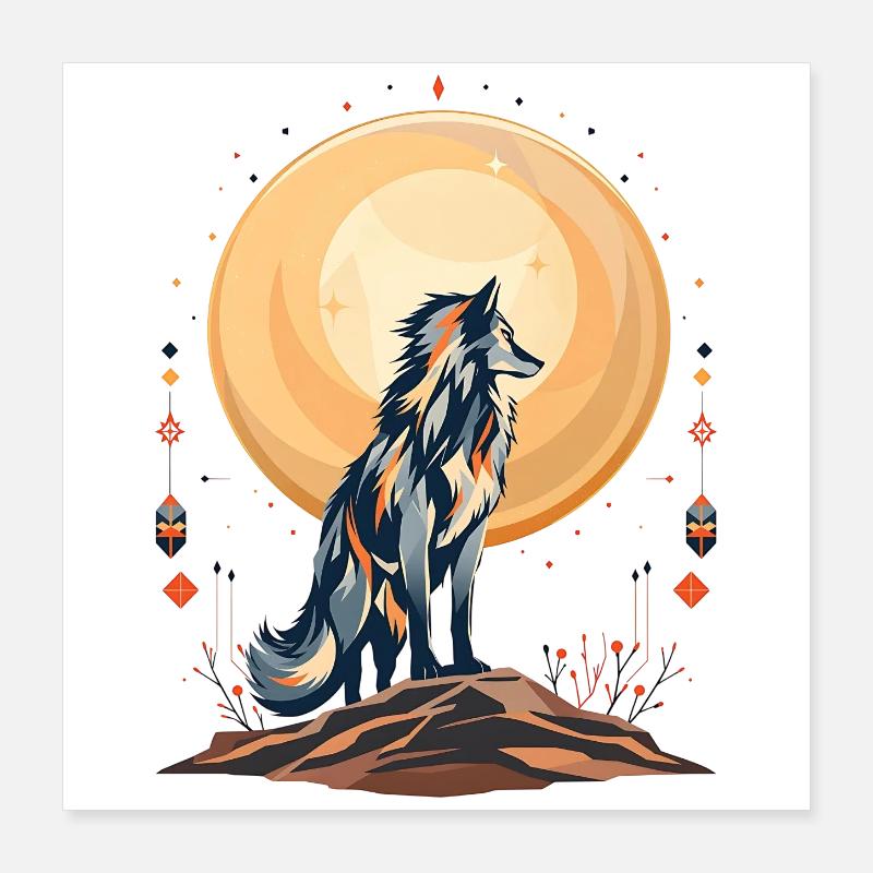 Boho Wolf Poster 16" x 16" (40x40 cm)