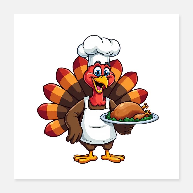 Cuisinier de dinde de Thanksgiving Thanksgiving Poster 40 x 40 cm