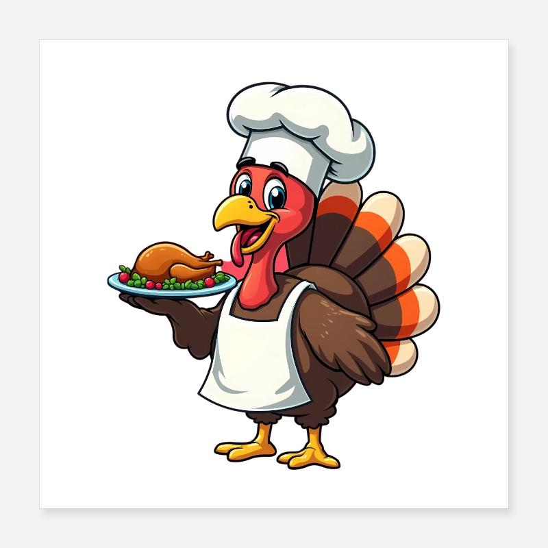 Cuisinier de dinde de Thanksgiving Thanksgiving Poster 40 x 40 cm