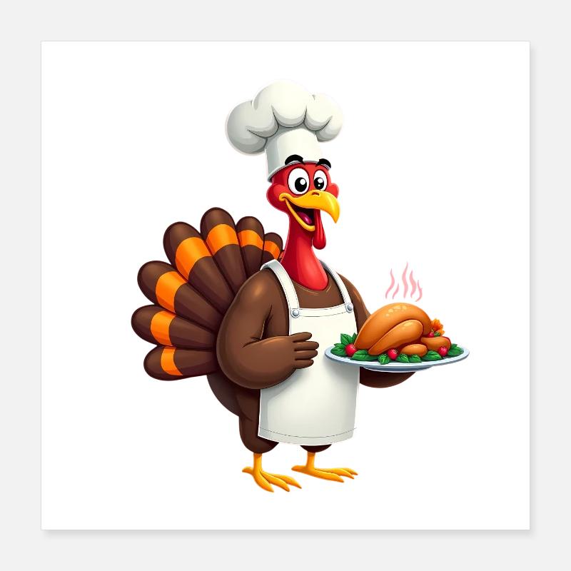 Cuisinier de dinde de Thanksgiving Thanksgiving Poster 40 x 40 cm