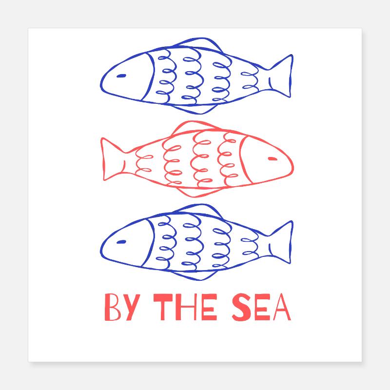 Sardines en bord de mer Poster 40 x 40 cm