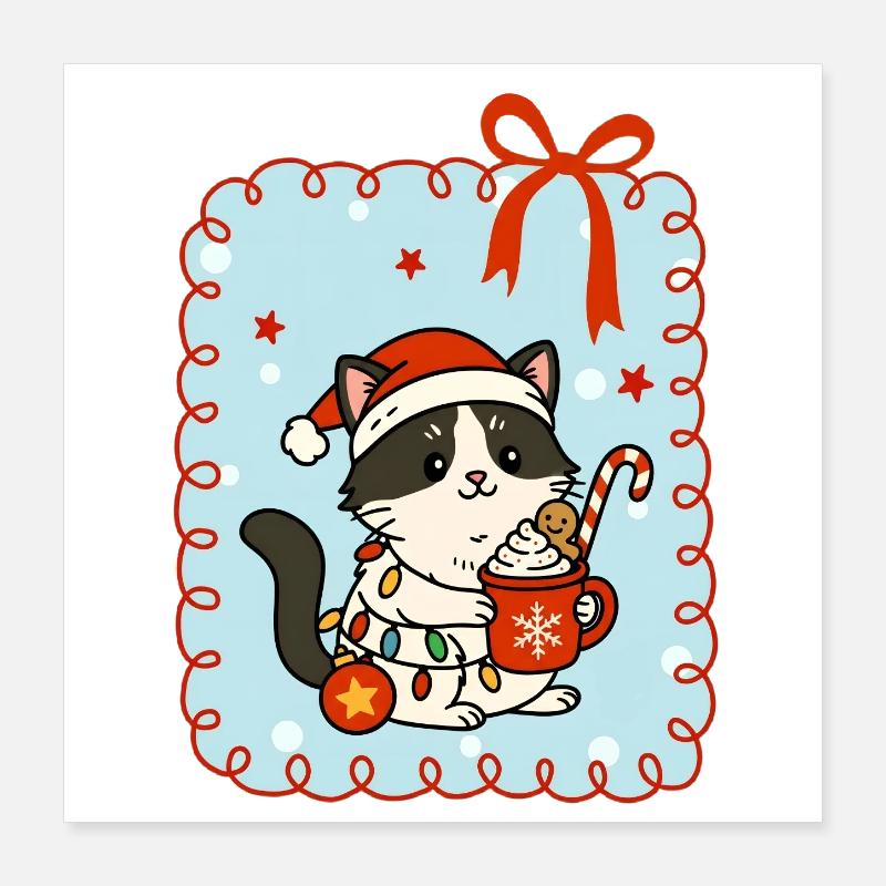 Cat at Christmas Poster 16" x 16" (40x40 cm)