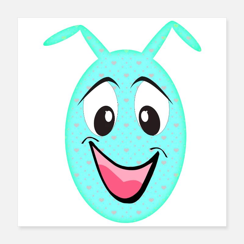 Kawaii Herzchen-Eierfreund Poster 40x40 cm