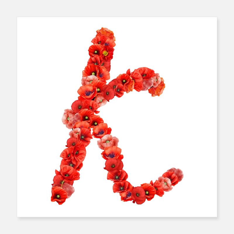 Initiale K faite de pavots Poster 40 x 40 cm