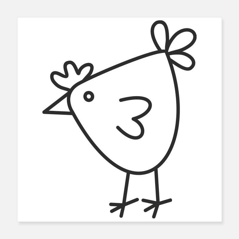 Dessin animé Joyeuse Poule Poster 40 x 40 cm