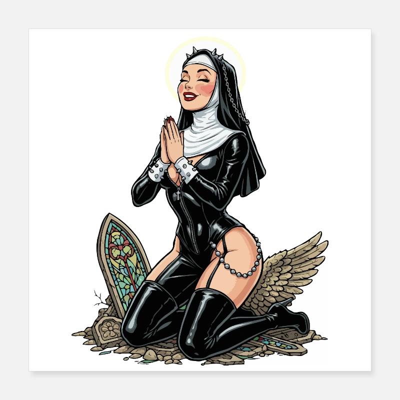 Sainte nonne à genoux Poster 40 x 40 cm