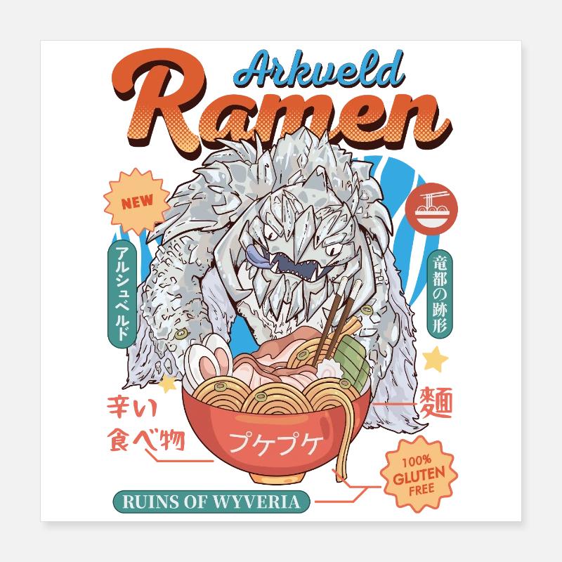 Ramen monstre Poster 40 x 40 cm