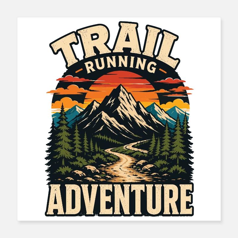 Aventure de course en sentier Poster 40 x 40 cm
