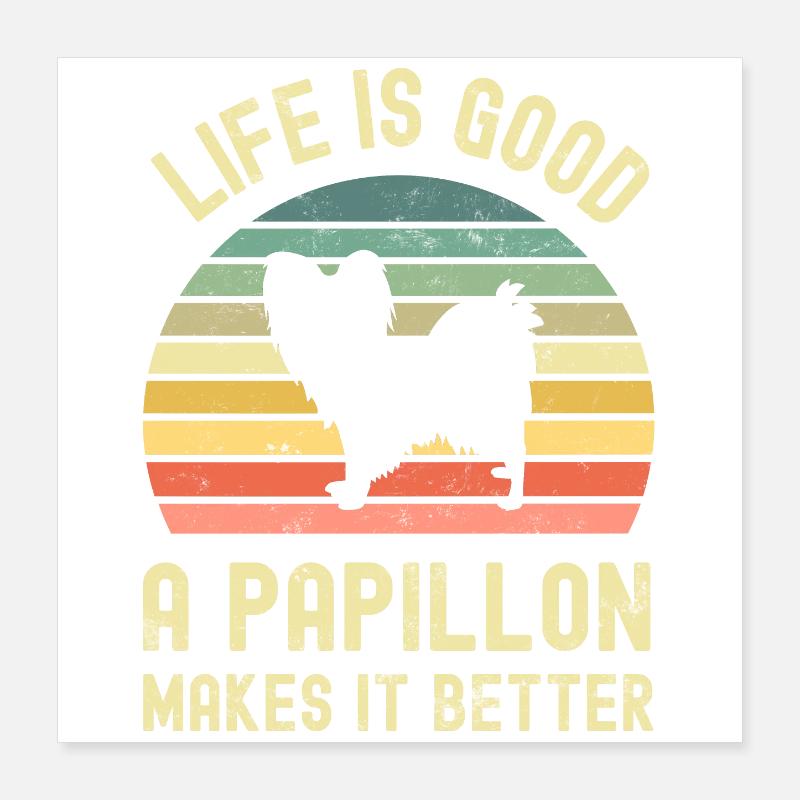 Hund Papillon Poster 40x40 cm