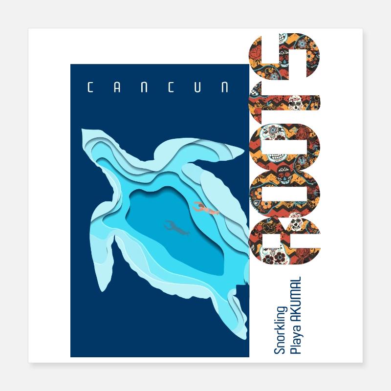 Sea turtle snorkeling Roots Poster 16" x 16" (40x40 cm)