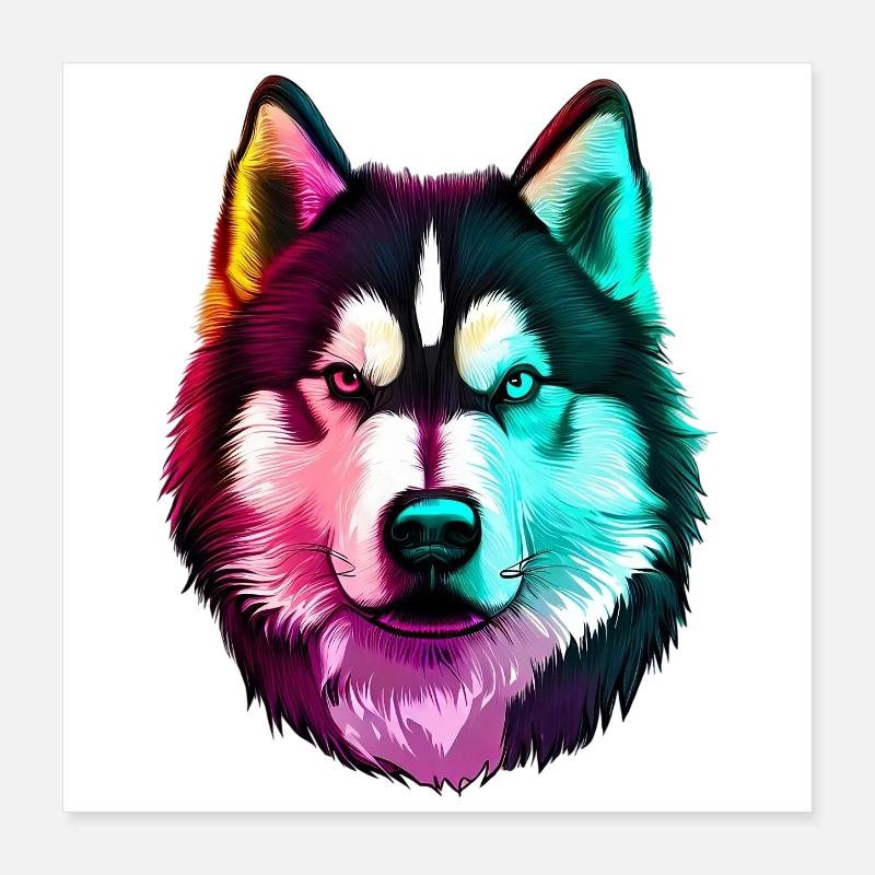 Wolf Husky Dog Poster 16" x 16" (40x40 cm)