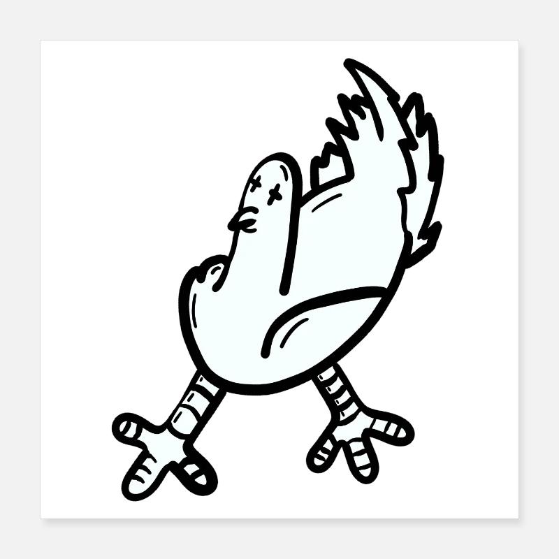 Imprimé poulet dessin animé expressif Poster 40 x 40 cm