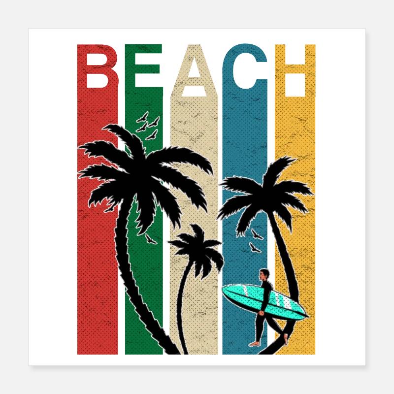 Plaisir de plage coloré Poster 40 x 40 cm
