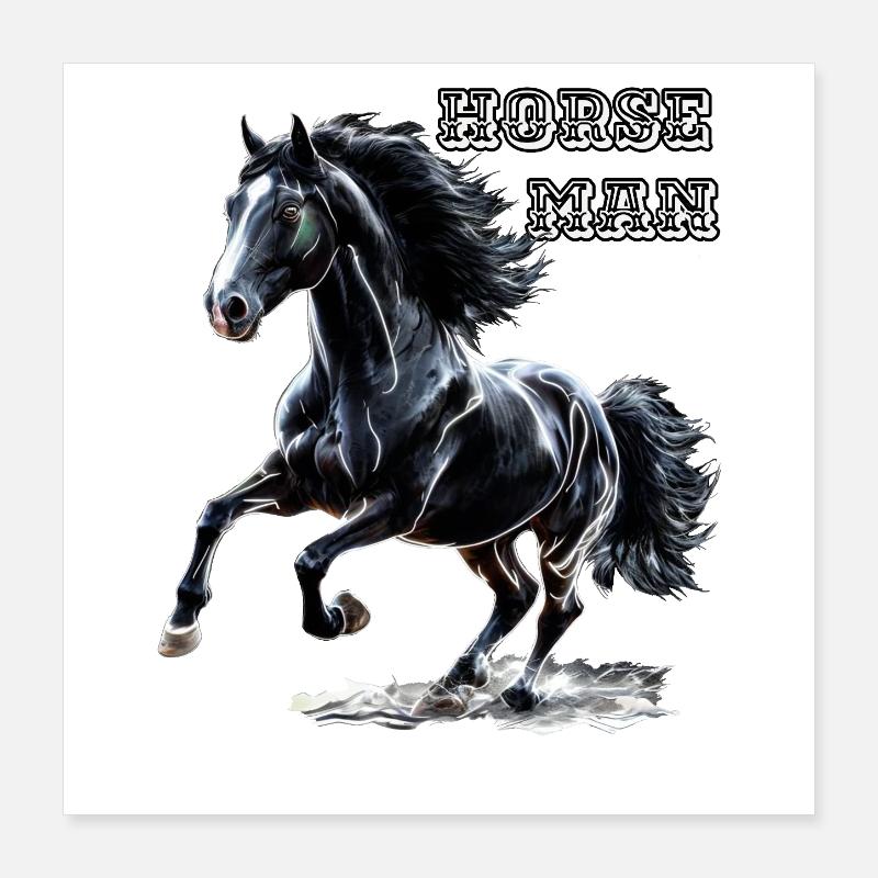 Reiter-Hengst Poster 40x40 cm