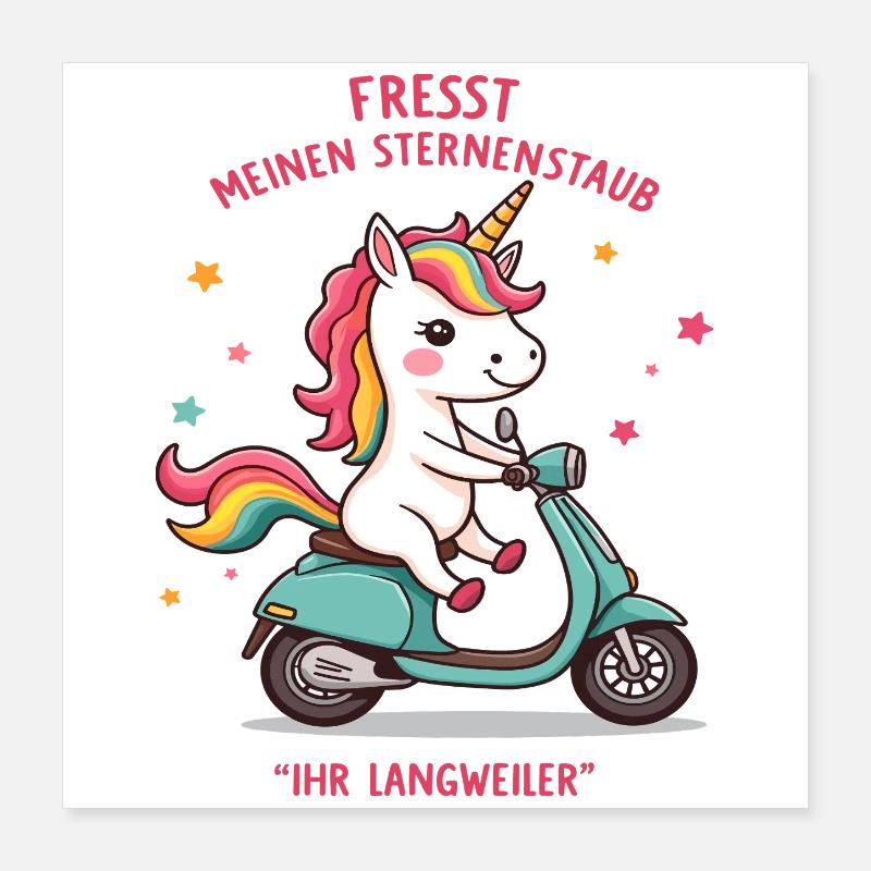 Roller-Einhorn Poster 40x40 cm